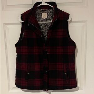 Red and Black Plaid Vest
